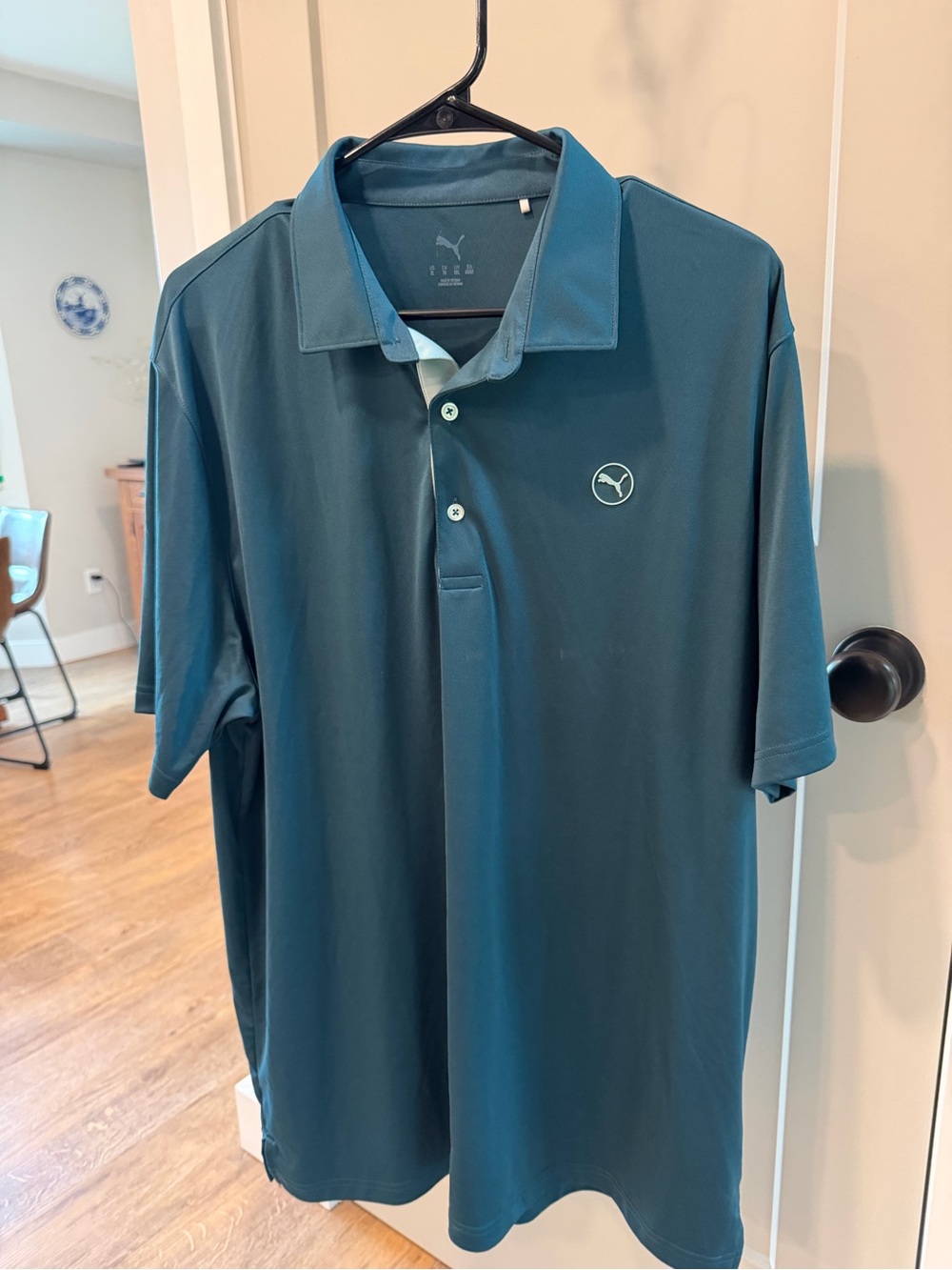 Puma Men's Teal Polo with Contrast Trim
